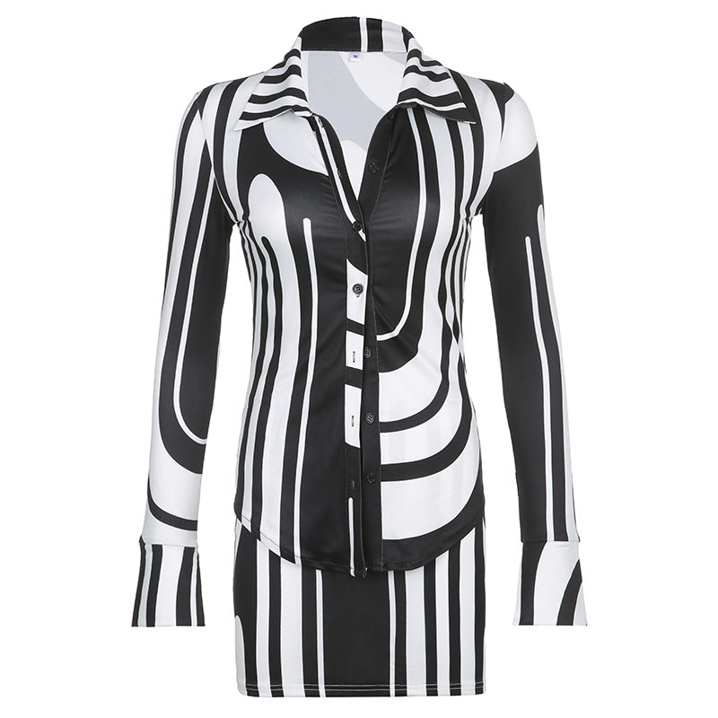 Corrugated Printing Lapel Women's Suit-A Perfect Fusion of Style