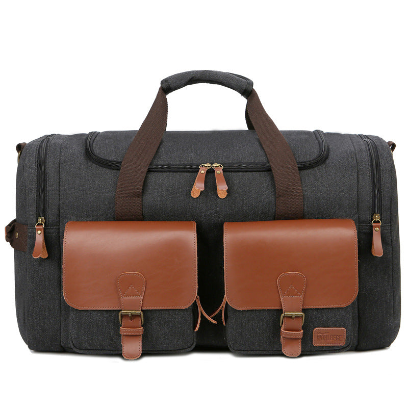 Stylish Leather and Canvas Crossbody Gym Bag for Men