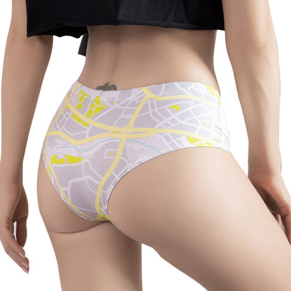 Handprint Printed Panties with Mid Waist and Lace Detail