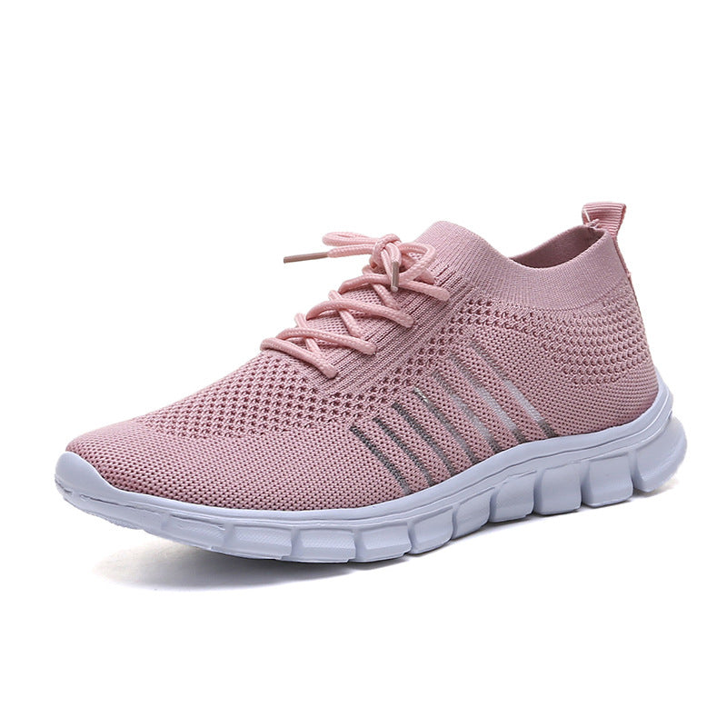 Breathable Women's Flying Knit Sports Shoes-Comfortable Flats