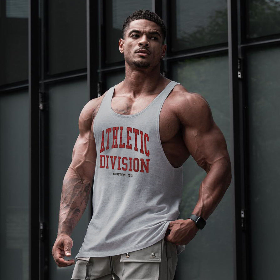 Men's Printed Cotton Loose Fitness Vest for a Trendy Workout Look