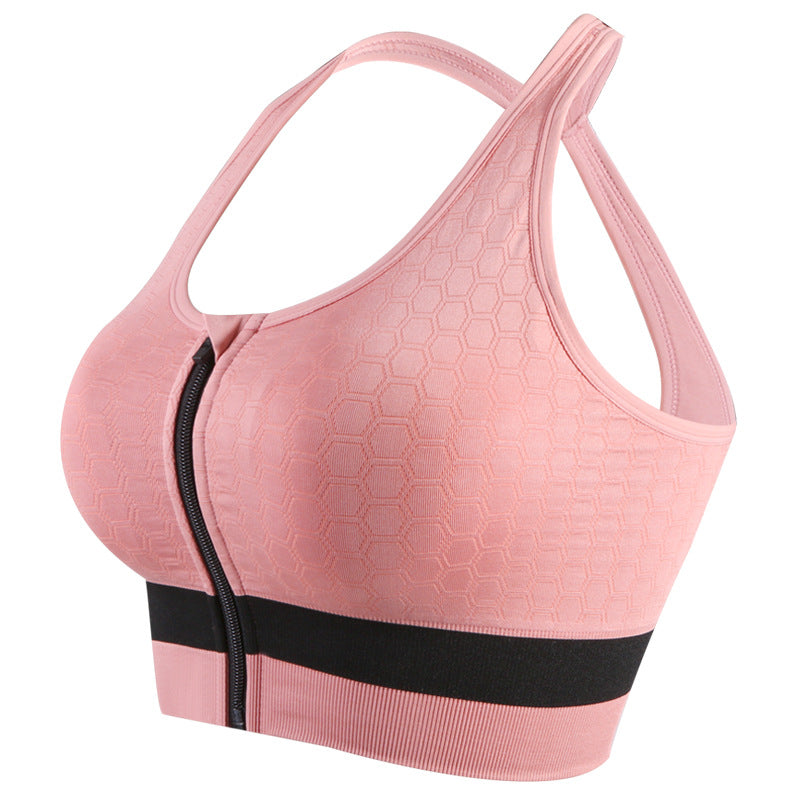 Front Zipper Sports Bra-Shockproof and Stylish for Running and Yoga
