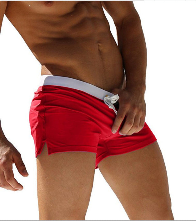 Men's Solid Color Swimming Trunks with Fashionable Back Pocket Design