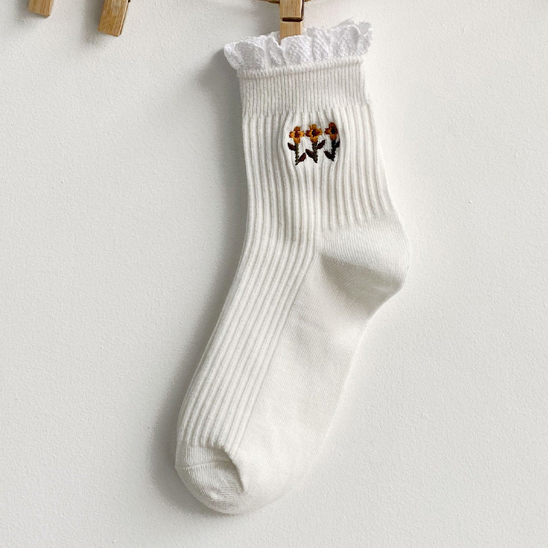 Cute Japanese Lace Tube Socks for Stylish Women's Comfort