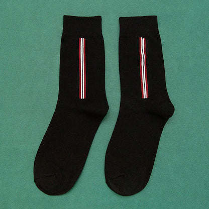 Vertical Striped Color Matching Mid-Tube Socks for Trendy Comfort