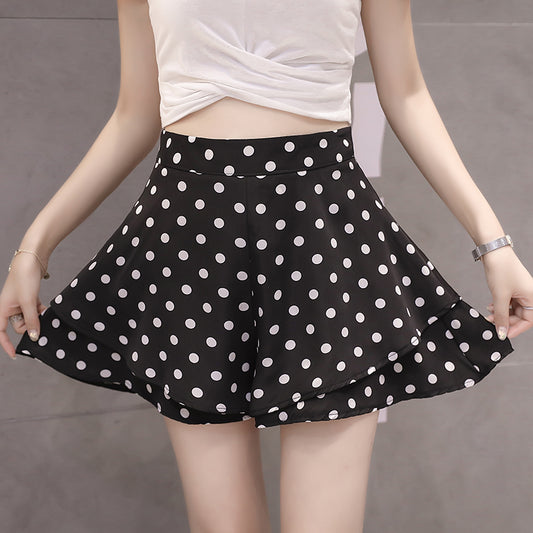 Casual High-Waist Polka Dot Skirt Shorts-Effortlessly Stylish