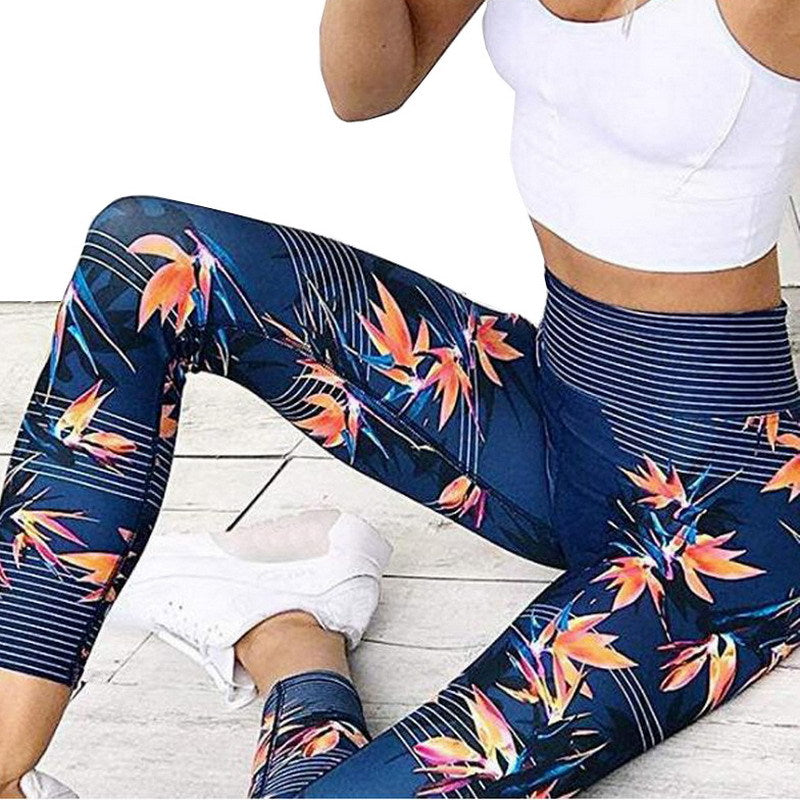 Women's Stripe Print Yoga Pants for Gym and Running