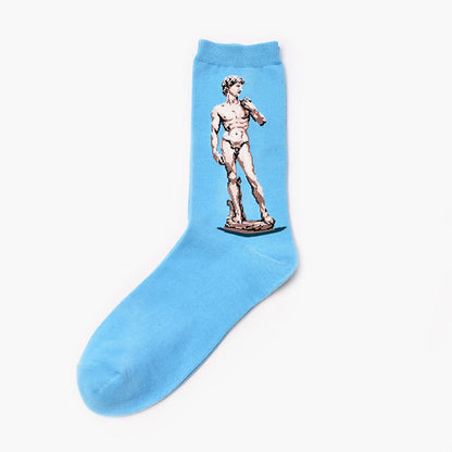 Artistic Men's Socks with Retro Painting Designs