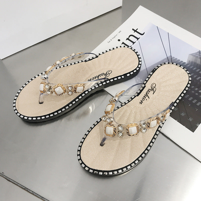Rhinestone Fashion Flip Flops-Stylish Ins Slippers for a Chic Look