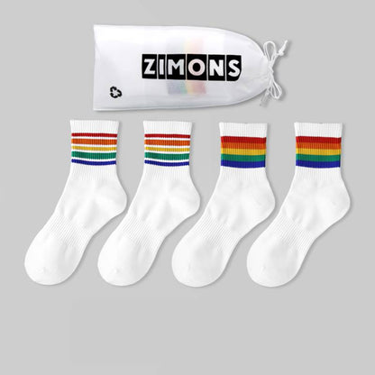 Thin Men's Short-Tube Rainbow Socks in Soft Cotton-Colorful Comfort