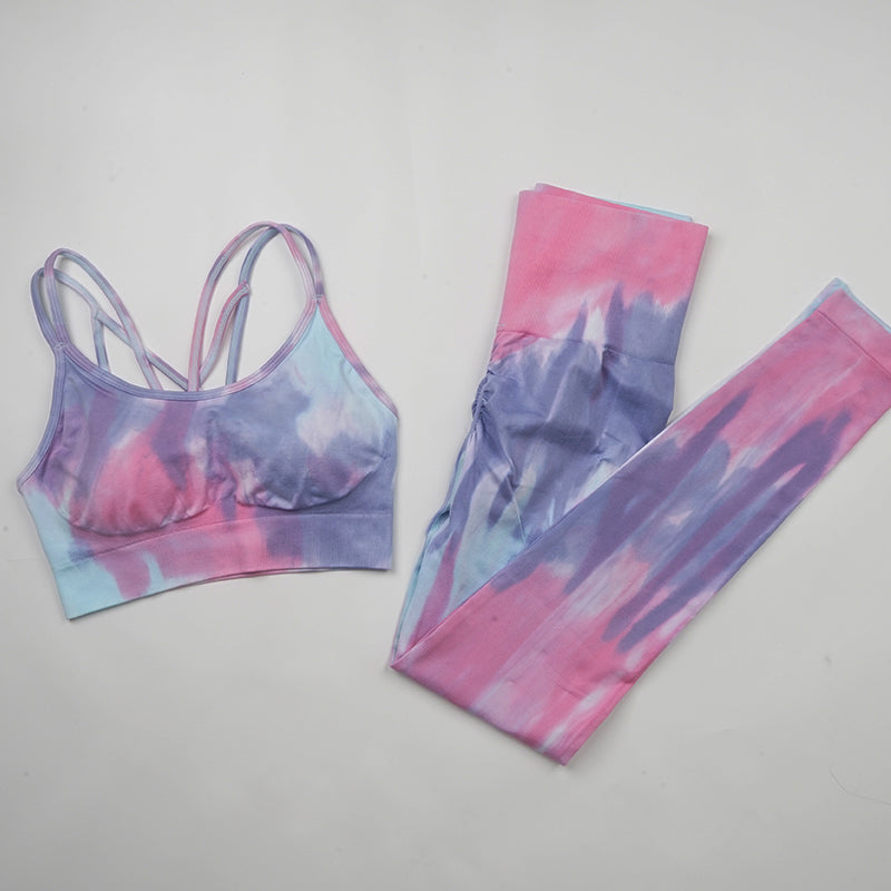 Tie-Dye Yoga Seamless Knitted Fitness Exercise Tights