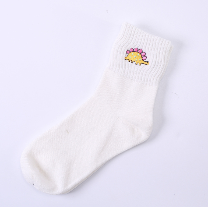 Cotton Embroidered Dinosaur Ladies Tube Socks-Creative Personality