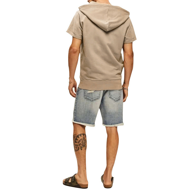 Sleeveless Hooded Men's Short Sleeves with Pony Clip for a Casual Vibe