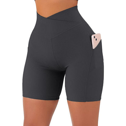 Cross High-Waist Workout Shorts -Elevate Your Fitness Fashion
