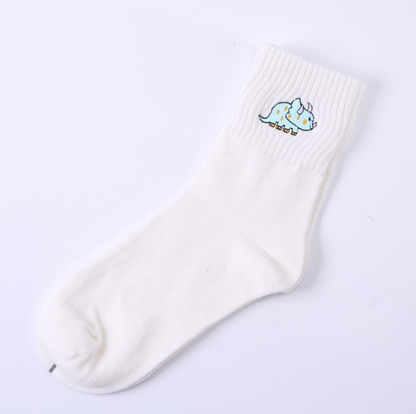 Cotton Embroidered Dinosaur Ladies Tube Socks-Creative Personality