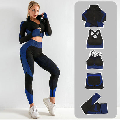 Quick-Drying Long-Sleeved Tights Gym Suit with Knitted Comfort