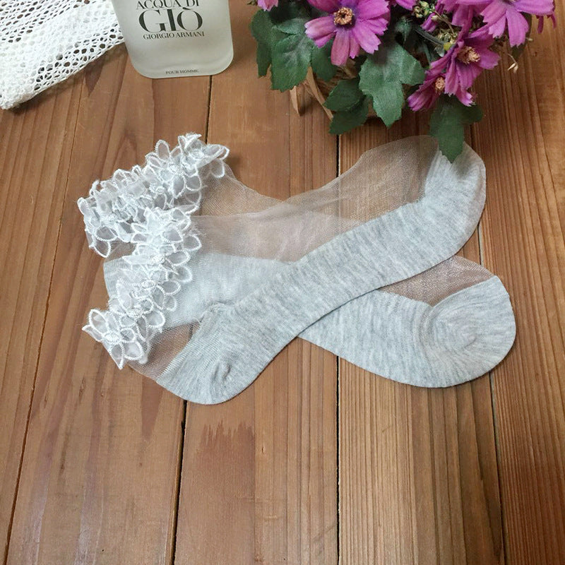 Explore Style with Transparent Lace Boat Socks