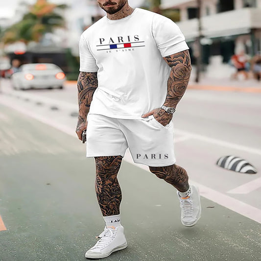 Men's Fashion Casual T-shirt and Shorts Set with Effortless Style