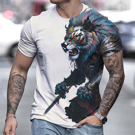 Men's Casual Short-Sleeved T-Shirt with Striking Printing