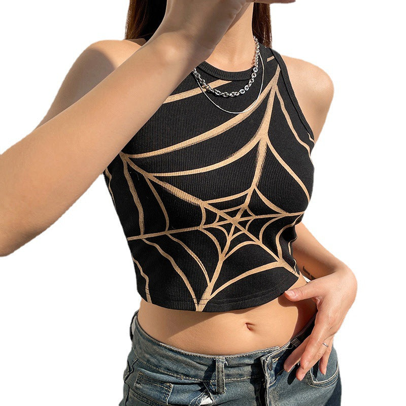 Women's Personalized Spider Web Printed Vest-Stylish Fashion Statement