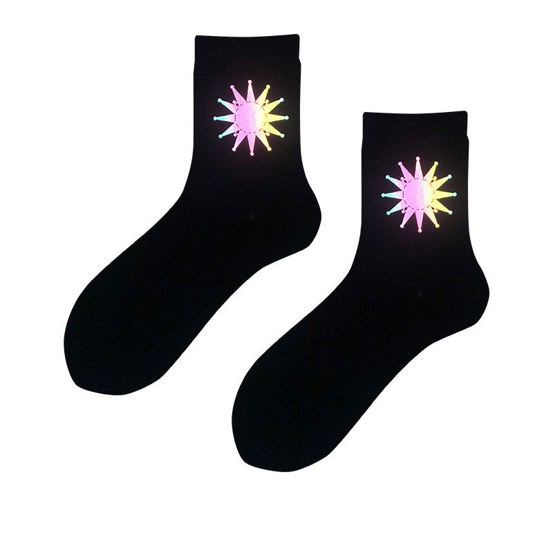 Versatile Long Tube Reflective Couple Socks-Stylish and Functional