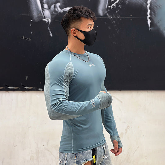 Men's Fashion Sports Solid Color Slim T-shirt for Active Style