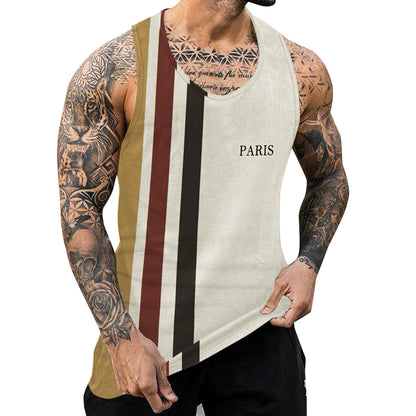 Men's Fashion Casual 3D Print Sleeveless Undershirt for Active Comfort