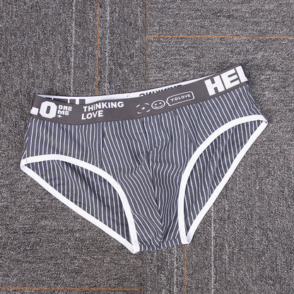 Low Waist Striped Cotton Triangle Men's Briefs-Breathable and Stylish