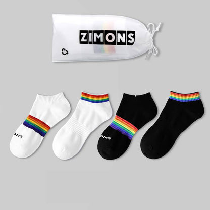 Thin Men's Short-Tube Rainbow Socks in Soft Cotton-Colorful Comfort