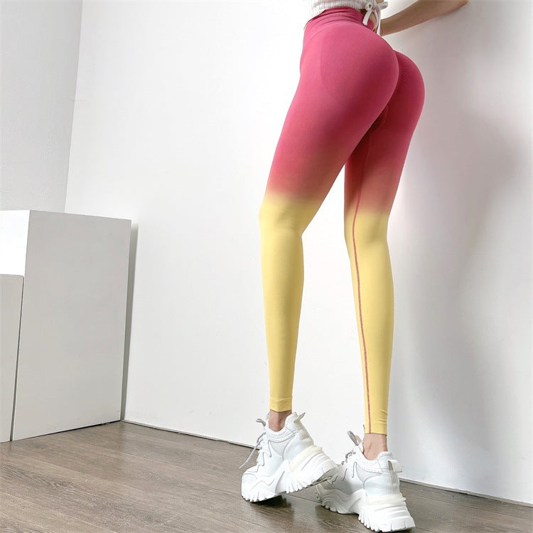 High-Waist Yoga Pants for Running-Chic Gradient Sports Tight