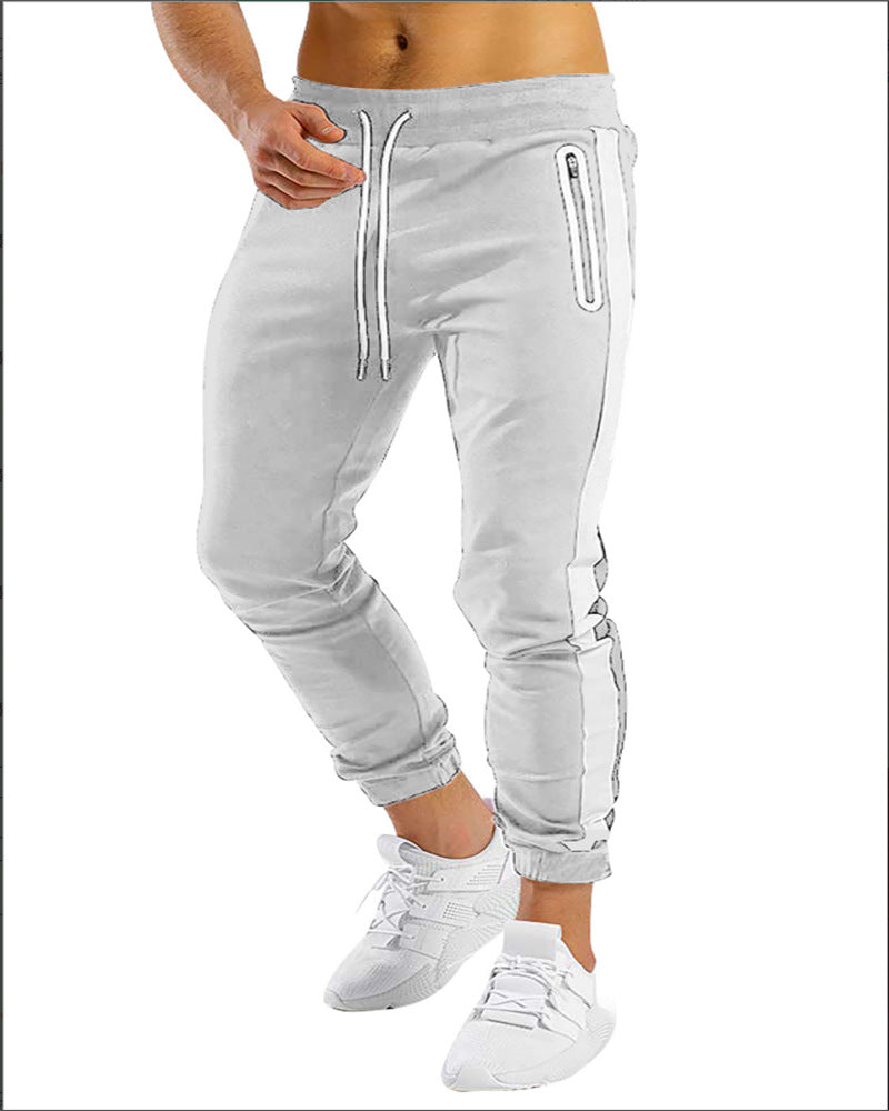 Men's Running Fitness Trousers-Stylish with Side Contrast Color