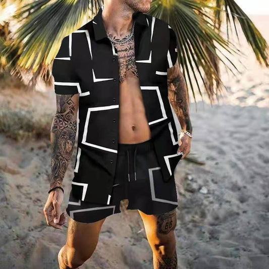 Loose Shirt Casual Men's Shorts Short Sleeve Suit for Relaxed Comfort