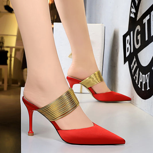 Stylish Stiletto Heel Half Slippers for Women-Elevate Your Elegance