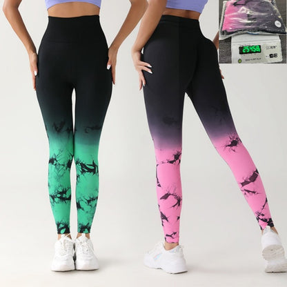 Gradient Tie-dye Yoga Seamless Pants for Female Running Workouts