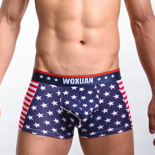 USA Flag Printed Ribbed Boxers-Patriotic and Stylish Men's Underwear