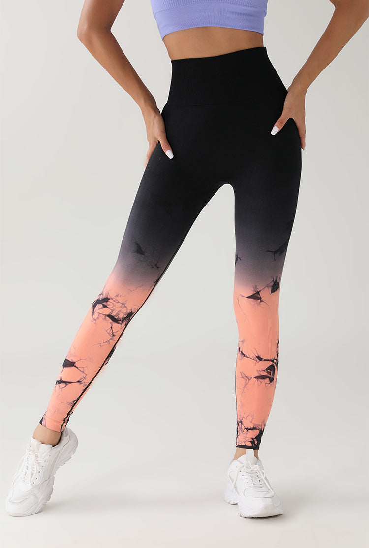 Gradient Tie-dye Yoga Seamless Pants for Female Running Workouts