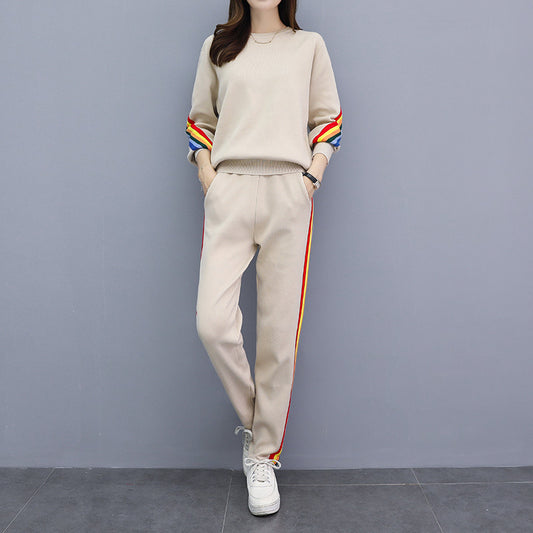 Long Sleeve Knitted Two-Piece Sportswear for Stylish Comfort