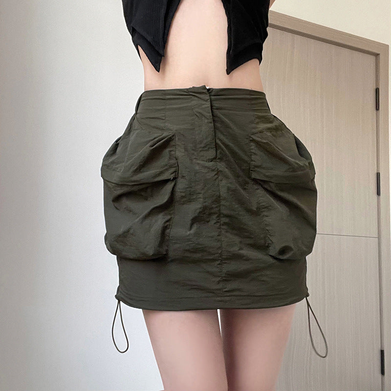Women's Drawstring Woven Overalls Skirt for Effortless Style