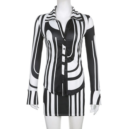 Corrugated Printing Lapel Women's Suit-A Perfect Fusion of Style