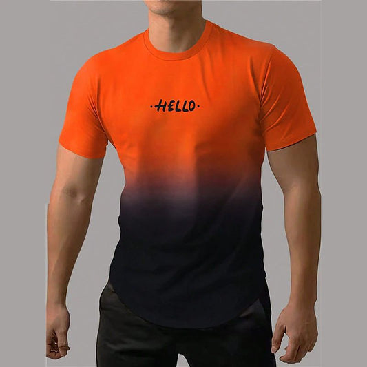 Men's Short-sleeved Sports T-shirt with Dynamic 3D Printing