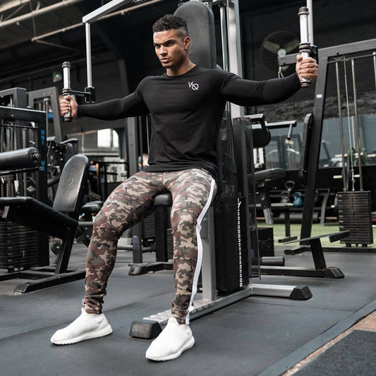 Camouflage Workout Training Pants with Stretch Side Stripe