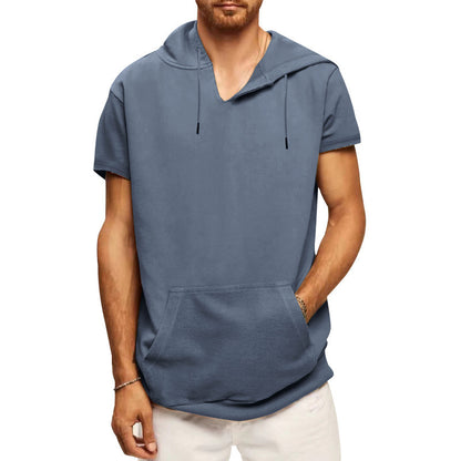 Sleeveless Hooded Men's Short Sleeves with Pony Clip for a Casual Vibe