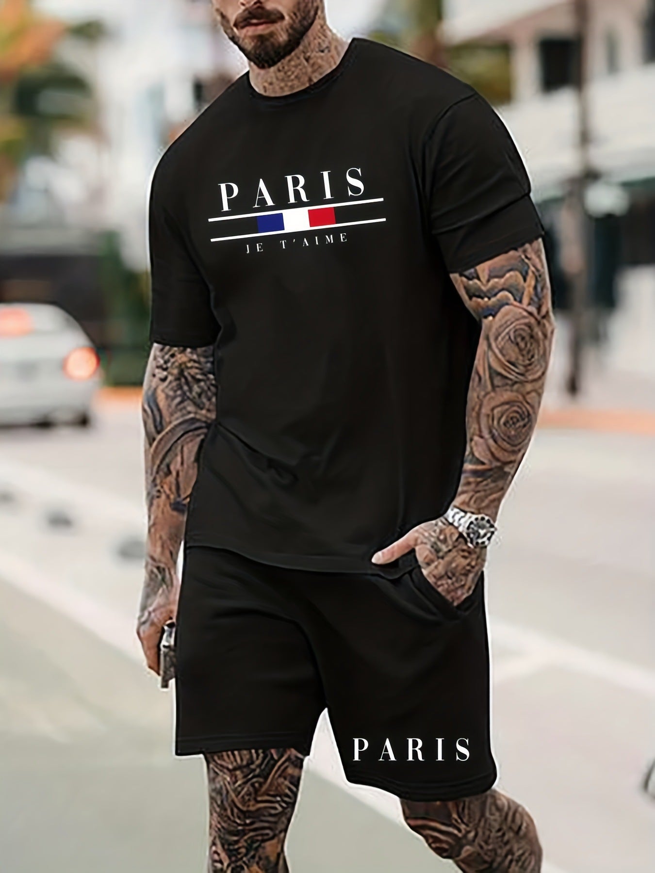 Men's Fashion Casual T-shirt and Shorts Set with Effortless Style