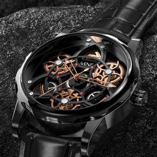 Black Gold Trend Three-Dimensional Watch-Personality Gear Gyro Design