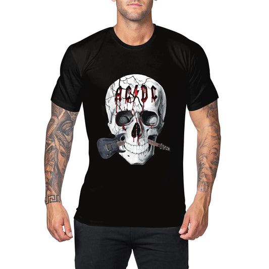 Men's Casual Skull Digital Printed T-shirt for a Stylish Statement