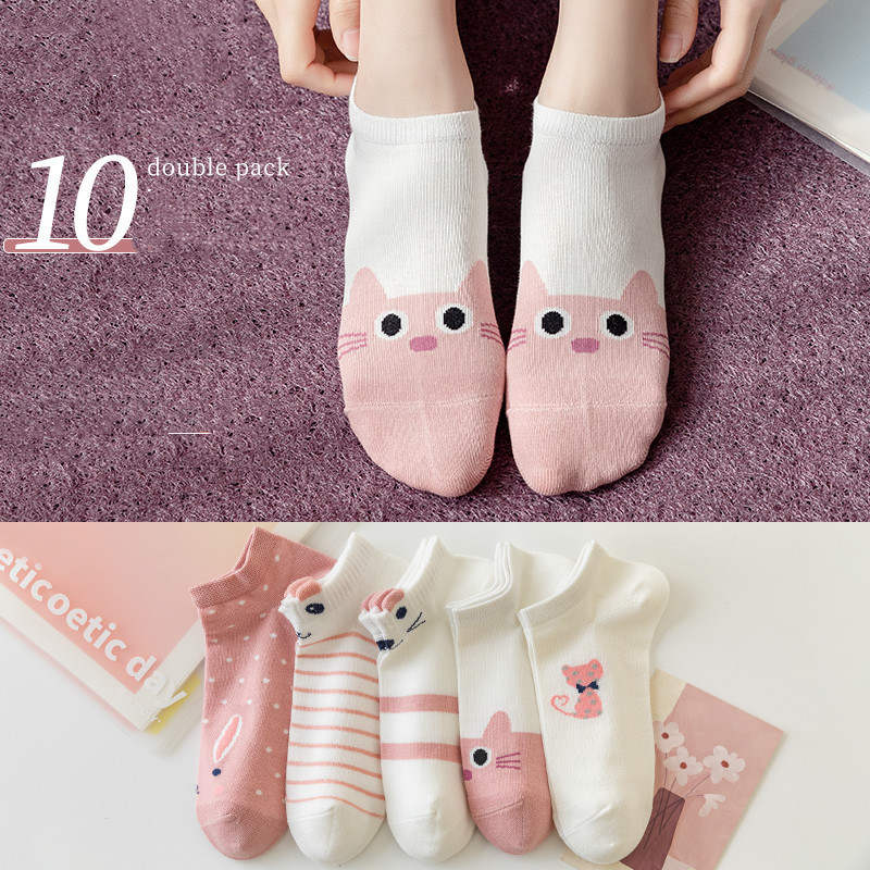 Japanese Cartoon Shallow Mouth Casual Socks for a Cute Touch