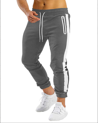 Men's Running Fitness Trousers-Stylish with Side Contrast Color