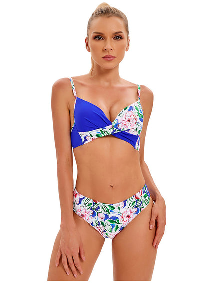 Printed Polyester Split Swimsuit for Women-Elevate Your Beachwear