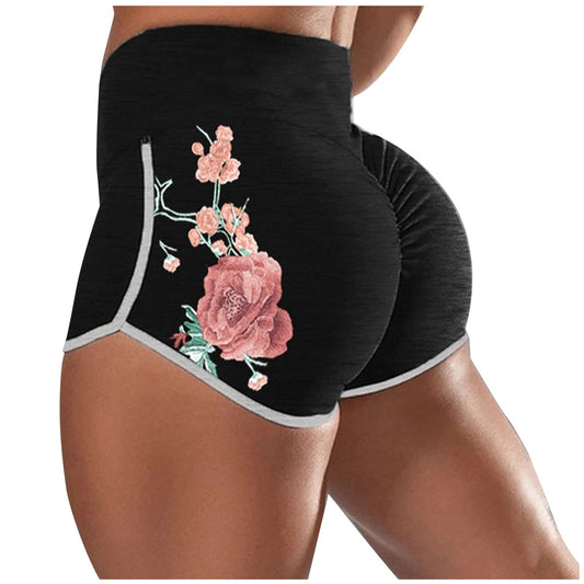 ผู้หญิงหญิง Push Up GYM Legging วิ่งดอกไม้ออกกำลังกายกางเกงขาสั้น Scrunch Booty GYM กางเกงสบาย