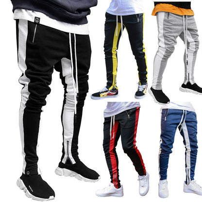 Men's Strappy Zippered Sports Trousers-Stylish and Comfortable